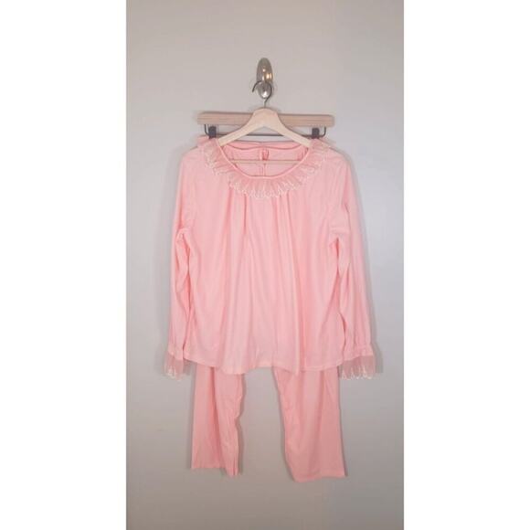 Vintage Sears Feminine Ruffle Pink Women's Pajama Set Size 36 New - Picture 1 of 8